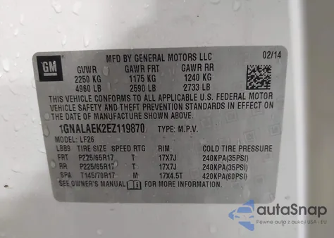 2014 Chevrolet Equinox Ls from USA, damaged, VIN 1GNALAEK2EZ119870